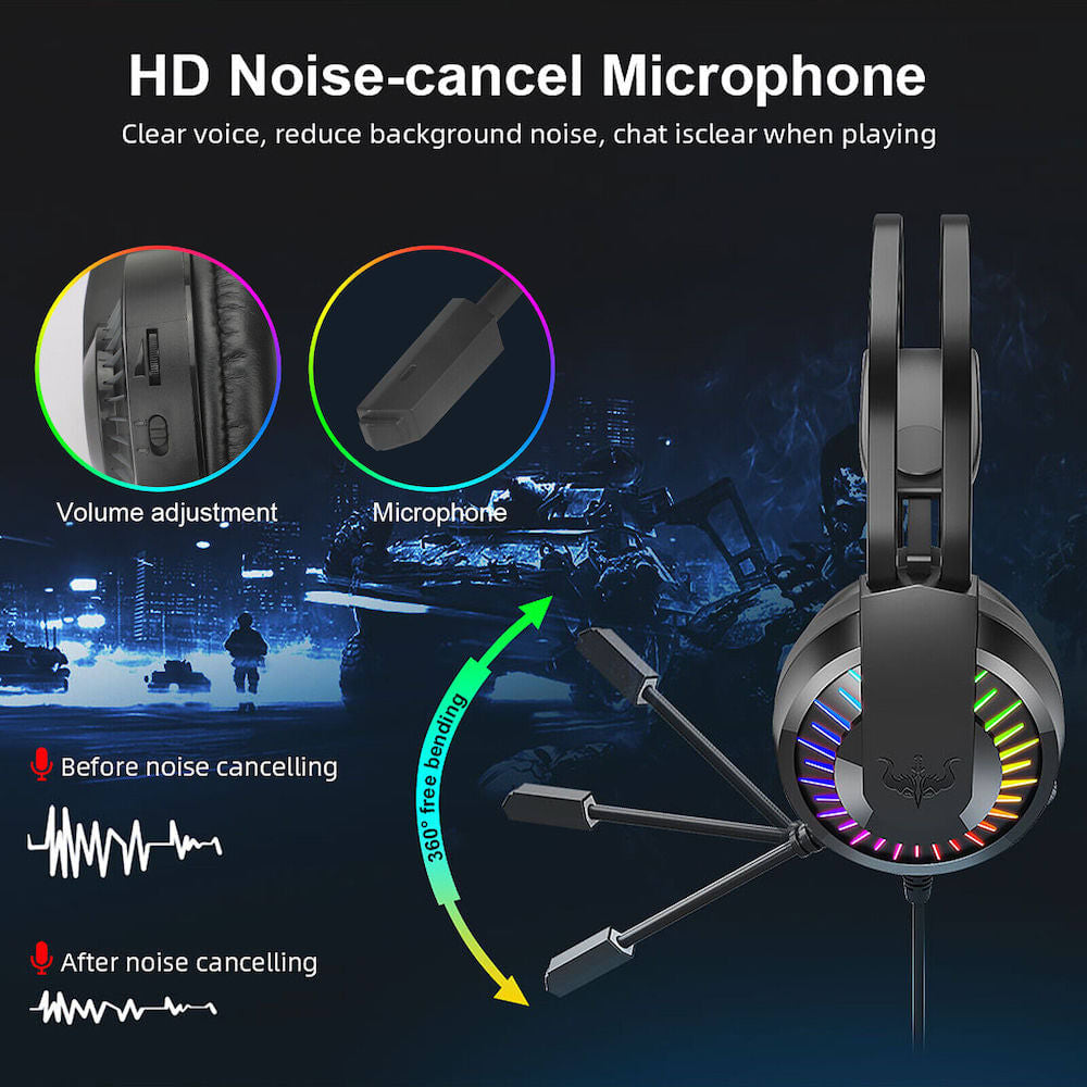 Diadema Gamer OVLENG GT68 Switch Xbox Ps4, PSP RGB Power Bass5