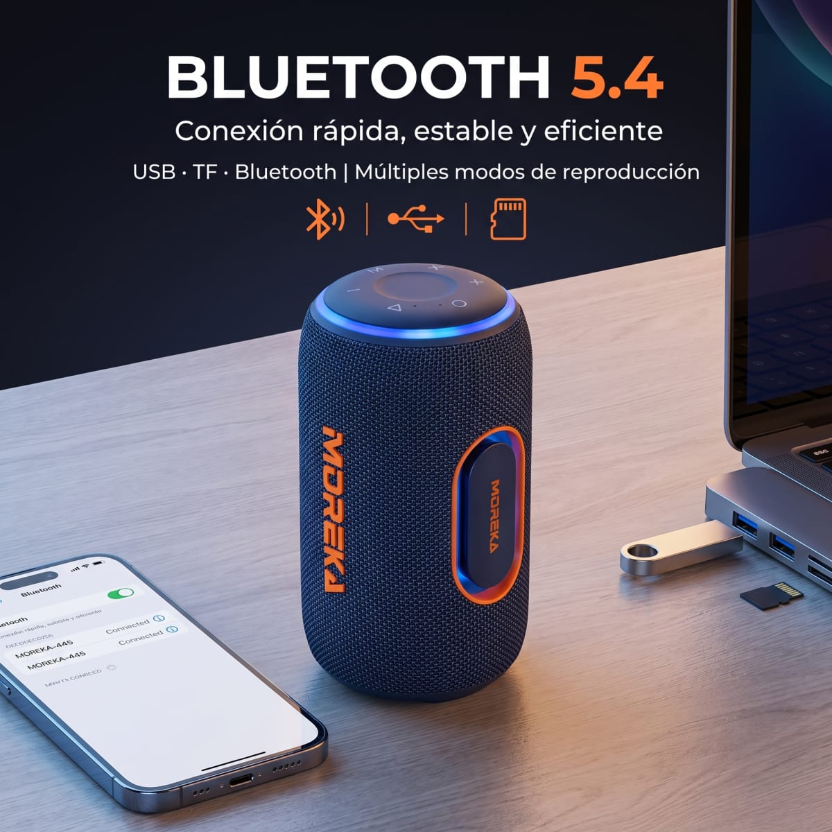 Bocina Moreka-445 Bluetooth 5.4 25W IPX5 TWS 8 Horas6