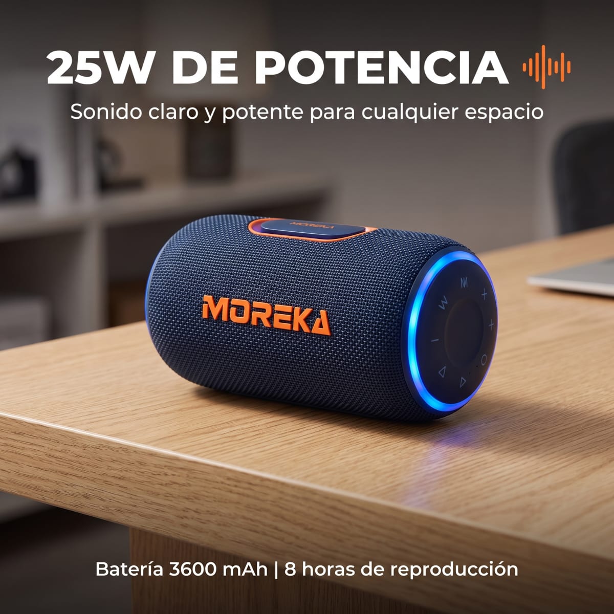 Bocina Moreka-445 Bluetooth 5.4 25W IPX5 TWS 8 Horas8