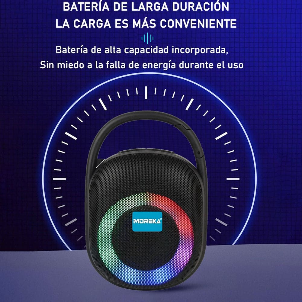 Bocina  Moreka  M-CLIP5 RGB, Bluetooth, TF Card, Radio FM, USB14