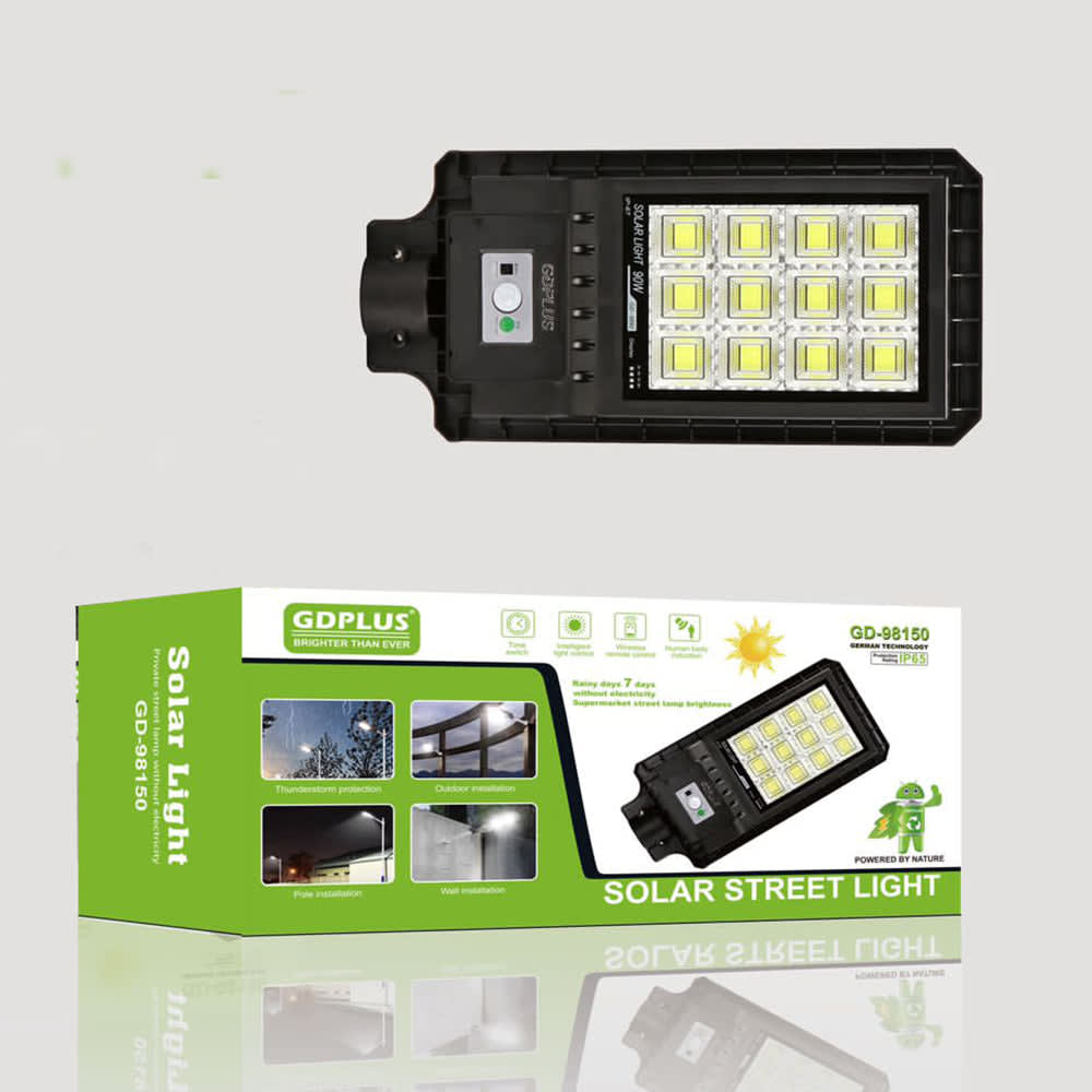 Luminaria Suburbana Alumbrado Publico Solar 150W con Sensor Movimiento GD-981509
