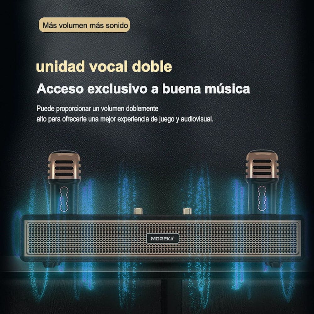 Bocina Karaoke Bluetooth FM dual microfonos retro Moreka 38213