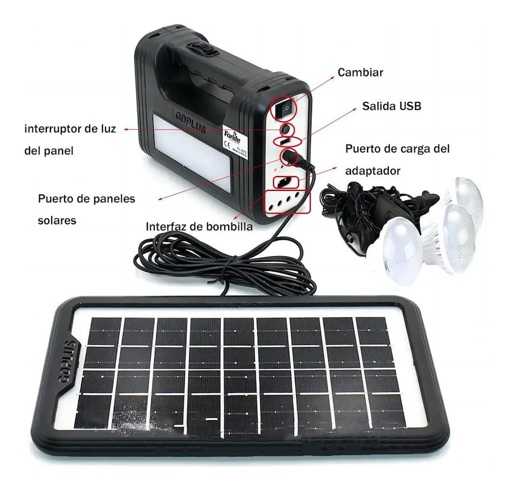 Mini Sistema Solar 3 Focos Linterna Power Bank MOR-80174