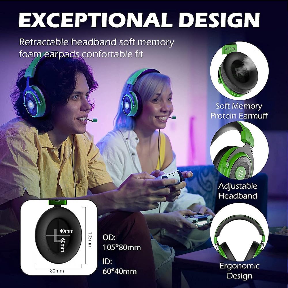 Diadema Gamer EKSA E900 PRO micrófono, auriculares con cable para PC, Xbox PS4, PS5, Switch, micrófono con cancelación de ruido4