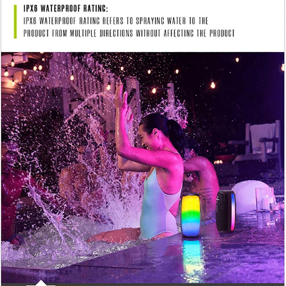 Bocina Bluetooth Moreka 384 RGB Radio FM Resistente al agua IPX6 16W5