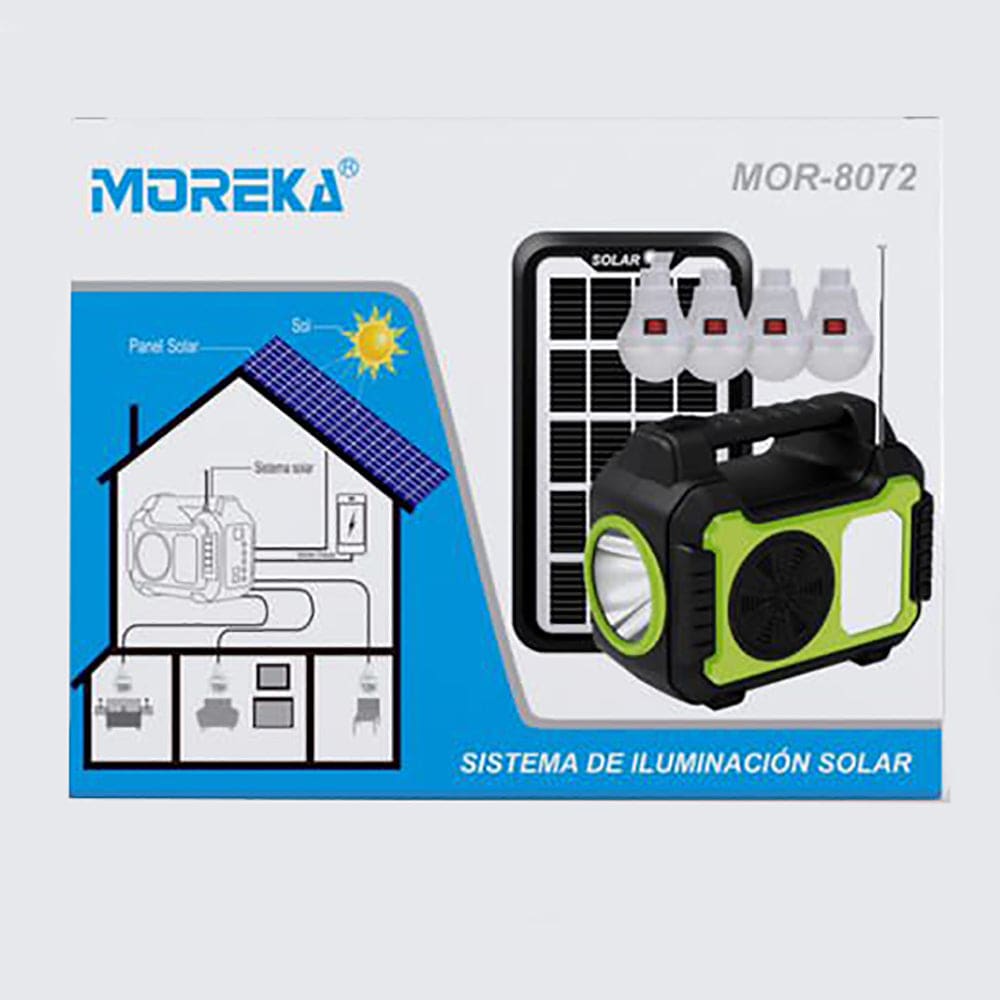 Mini Sistema Solar Radio FM 4 Focos Linterna Power Bank MOR-80724