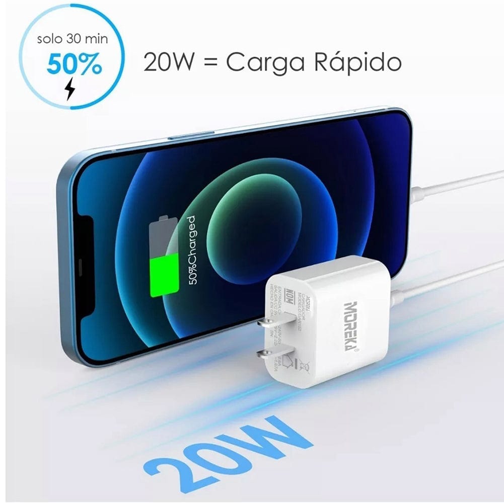 Cargador MOREKA P-203 20W, 3.1A Puerto C Cable C - C 1M4