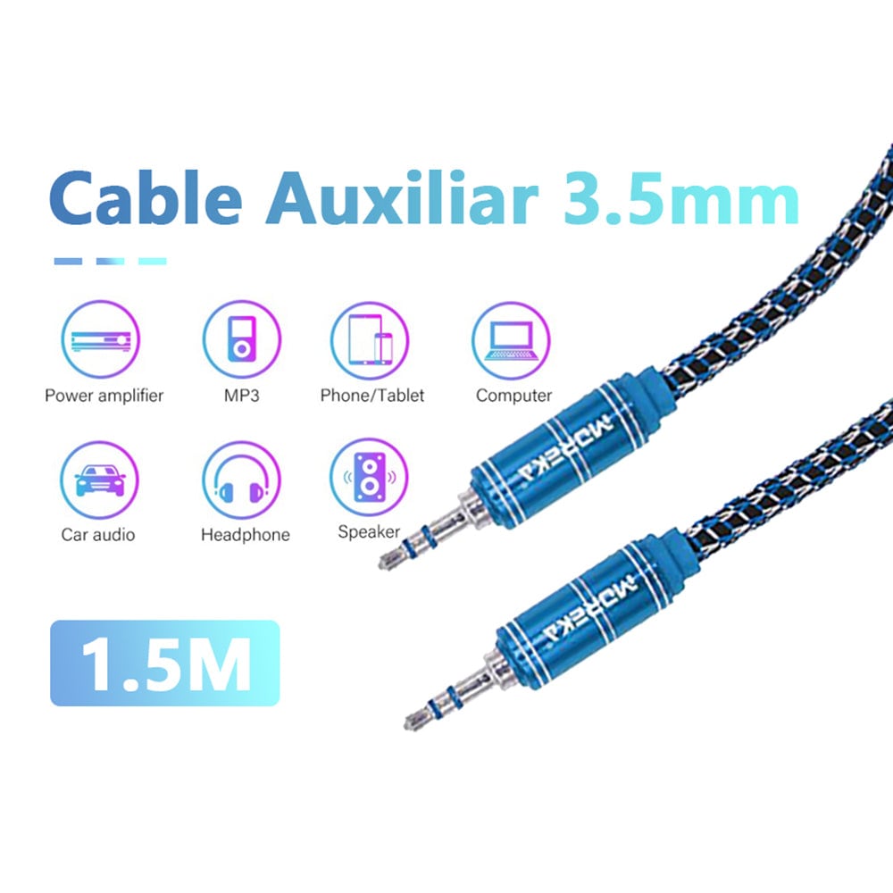 Cable De Audio, Moreka AU-03, Auxiliar 3.5, 1500mm, Reforzado13