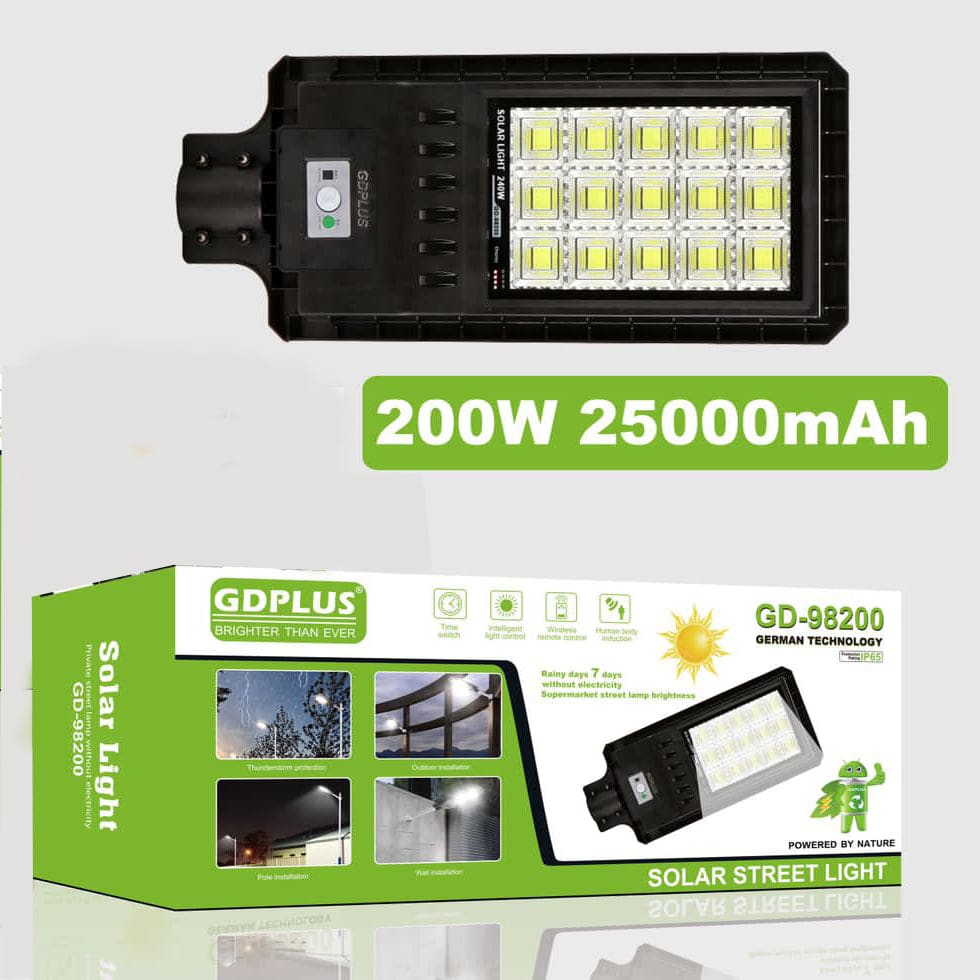 Luminaria Suburbana Alumbrado Publico Solar 200W con Sensor Movimiento GD-9820010