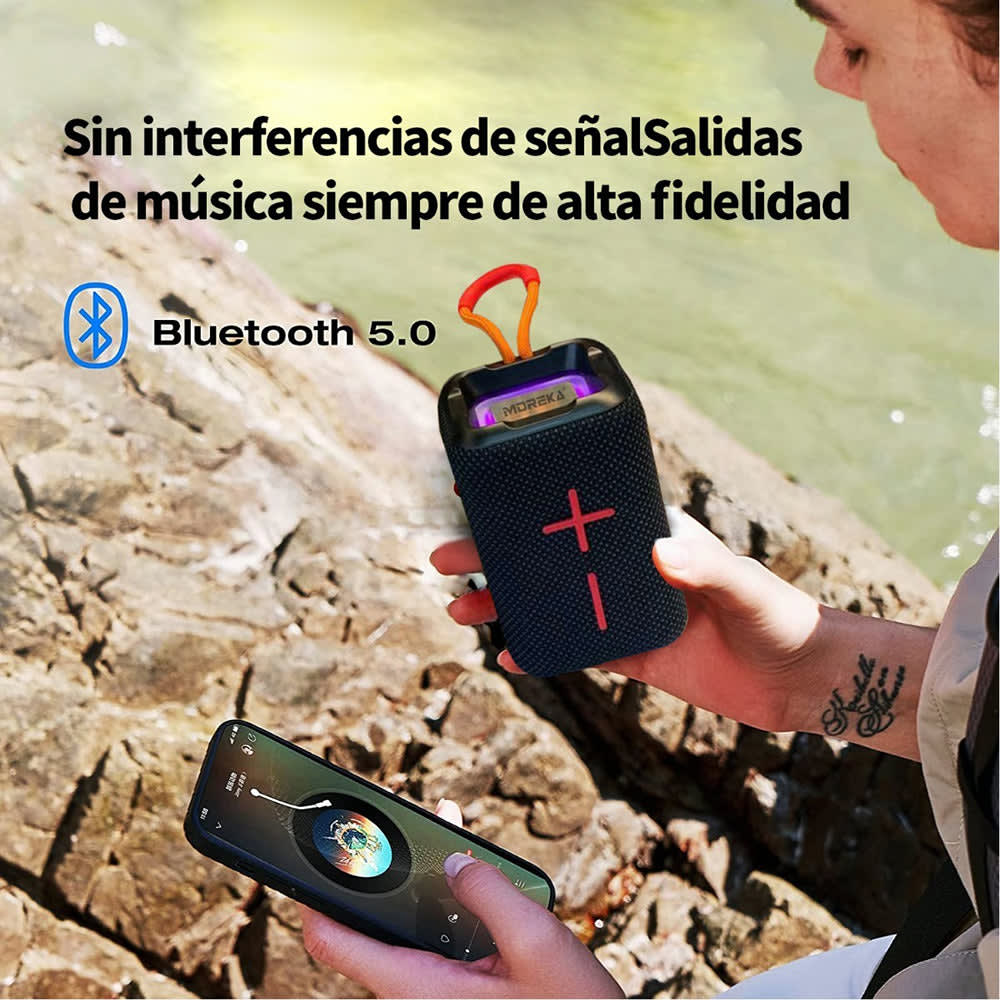 Bocina Bluetooth Moreka MR-F68 TF Card Radio FM Resistente al agua12
