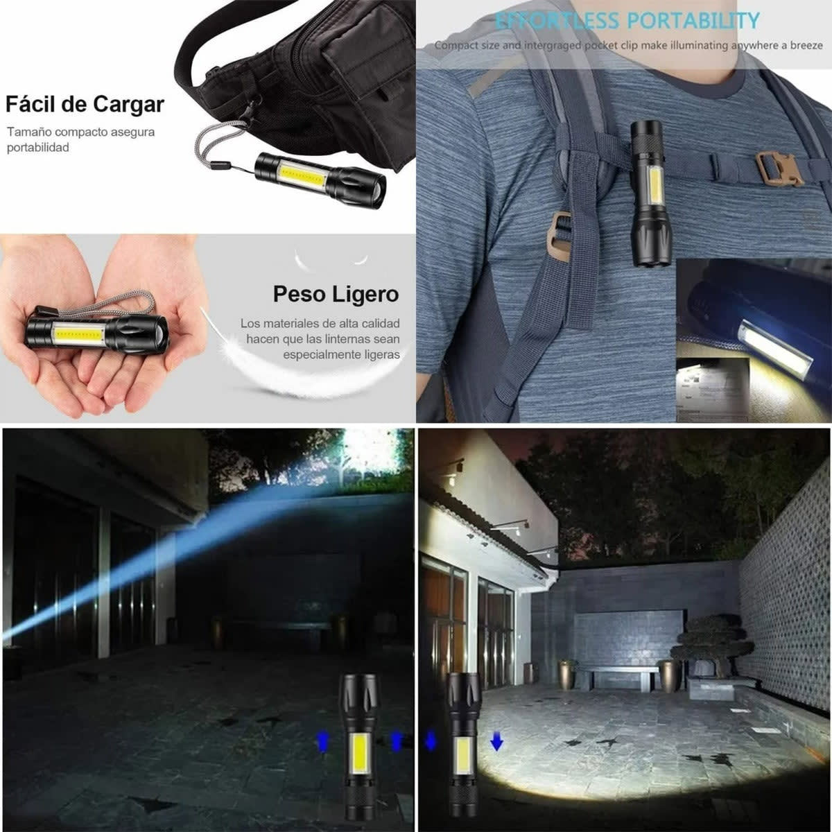 Linterna Moreka SQ-F101, Larga Duración, Metálica, Recargable5