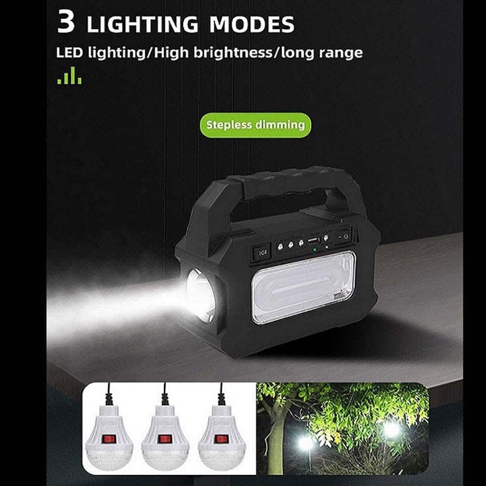 Mini Sistema Solar 3 Focos Linterna Power Bank MOR-80805