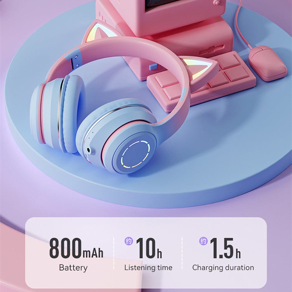 Diadema Gato Bluetooth inalámbrico Baja latencia larga duración RGB ST89M16