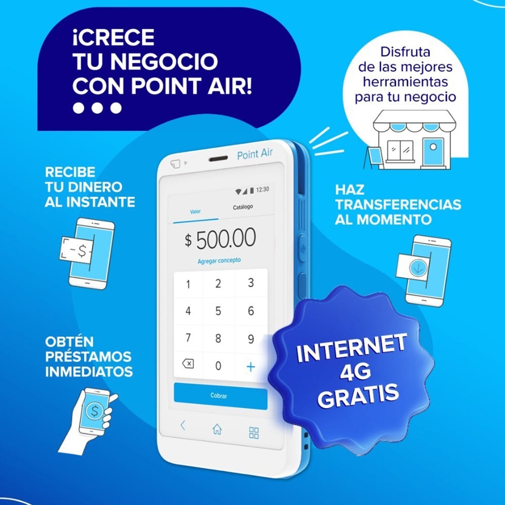 Point Air Lector De Tarjetas Bancarias 4G con Internet Gratis9