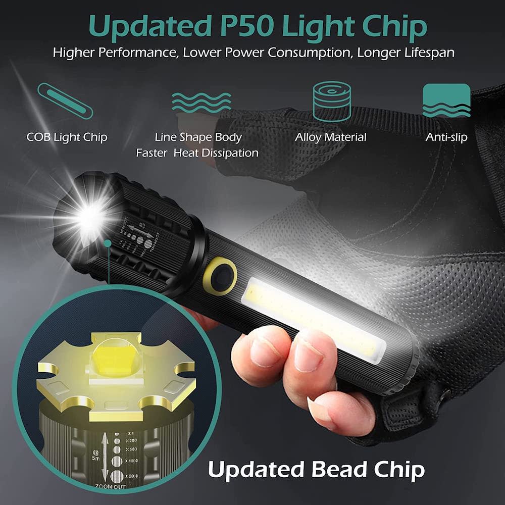 Linterna Moreka M-C73, COB, Metálica, Recargable 1200 mAh9