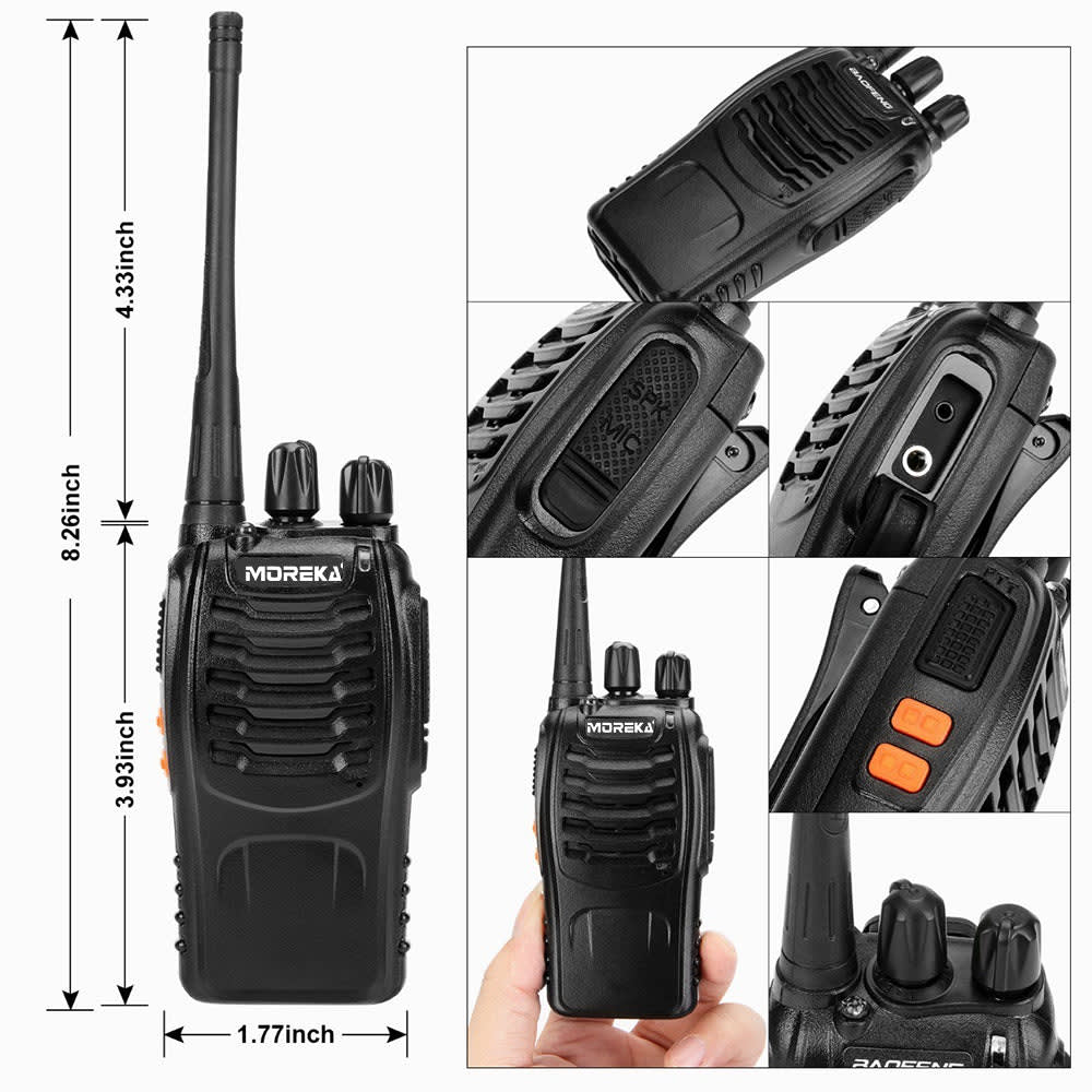 2 Radios UHF Moreka Bf-888s  2pcs Con Manos Libres hasta 10 km5