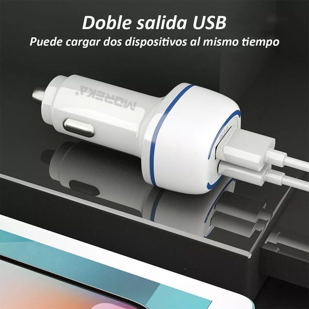 Turbo Cargador De Carro 45W Moreka CP009 Plug In puertos USB y C6