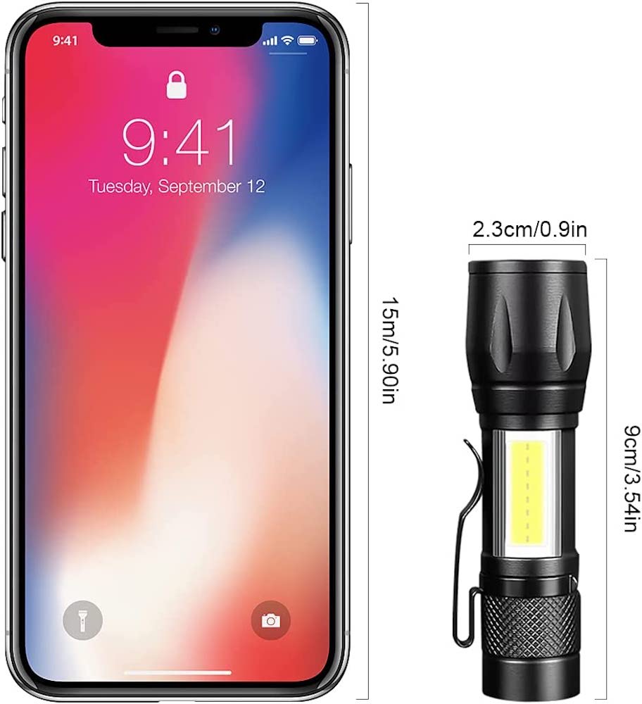 Lampara Táctica Recargable Usb Led 2000l Luz Lateral + Clip Moreka MB-5136