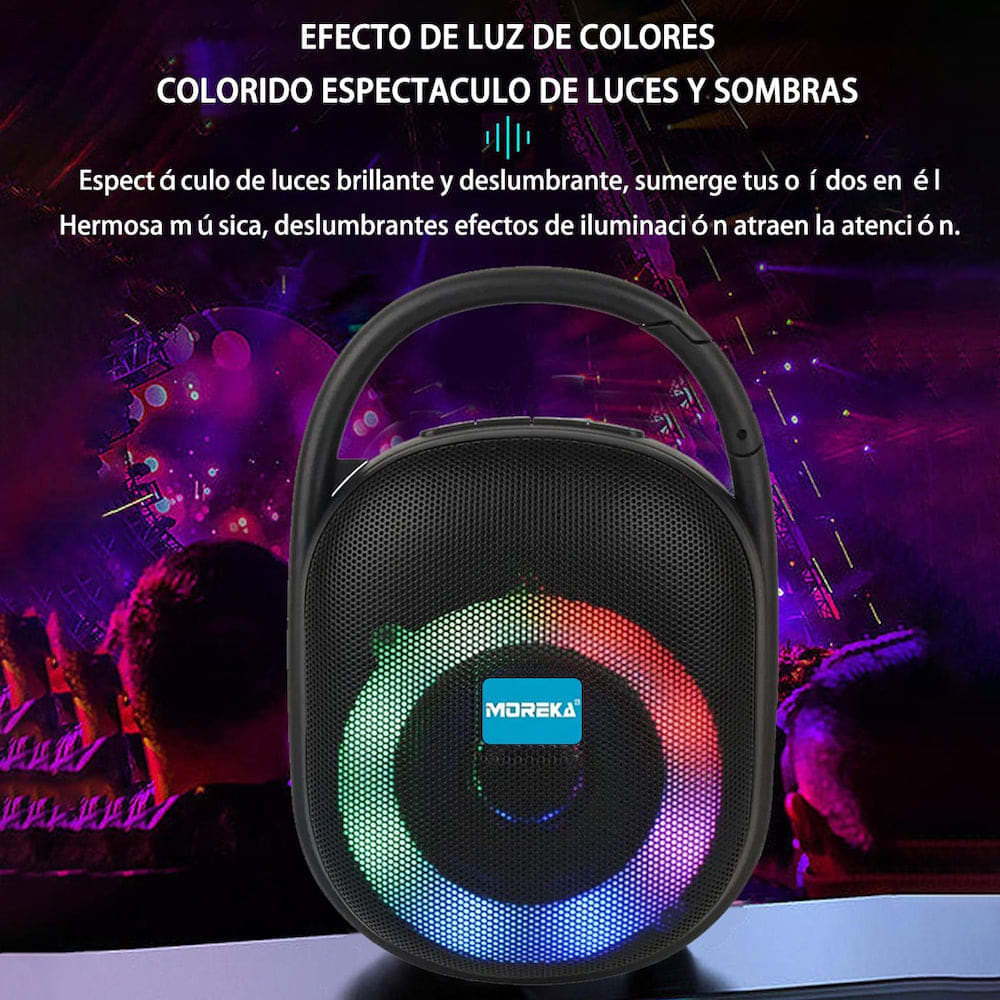 Bocina  Moreka  M-CLIP5 RGB, Bluetooth, TF Card, Radio FM, USB15