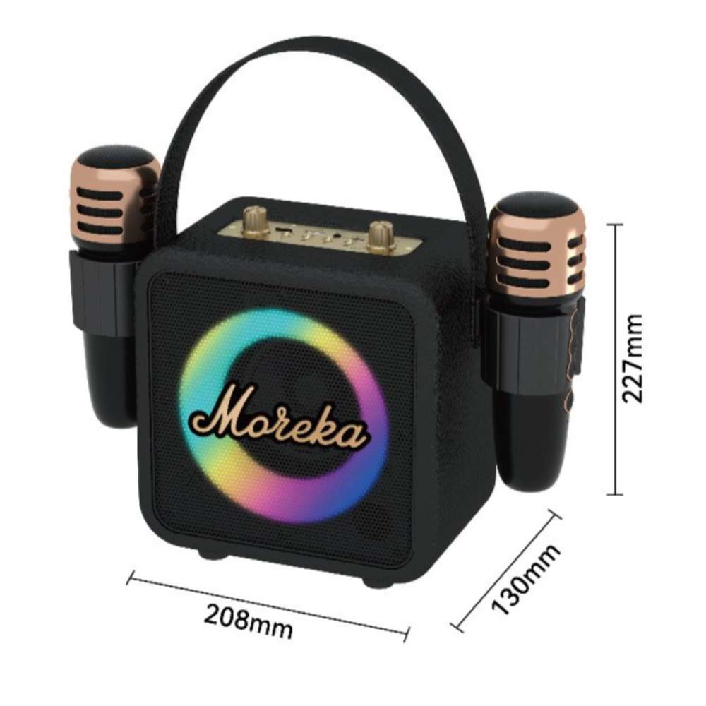 Bocina Karaoke Bluetooth  FM dual microfonos RGB Moreka 392+5