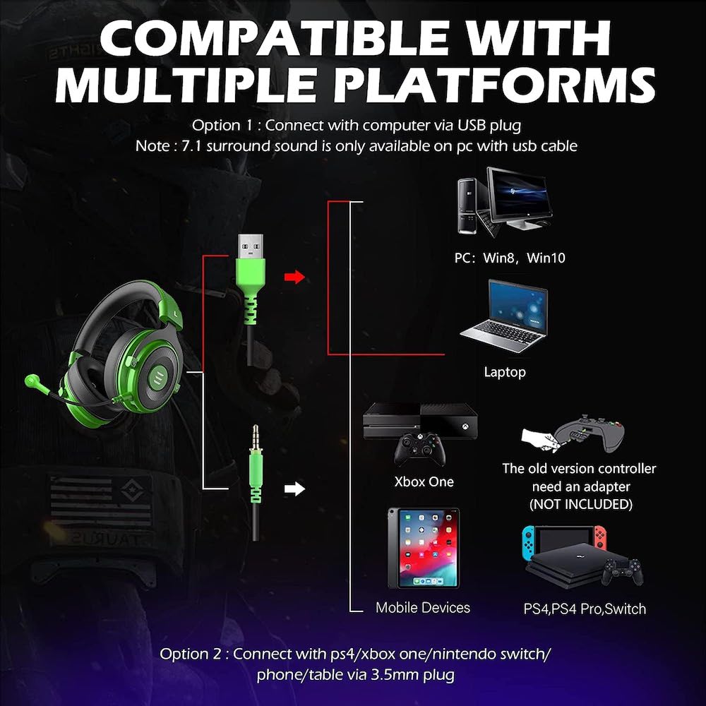 Diadema Gamer EKSA E900 PRO micrófono, auriculares con cable para PC, Xbox PS4, PS5, Switch, micrófono con cancelación de ruido5