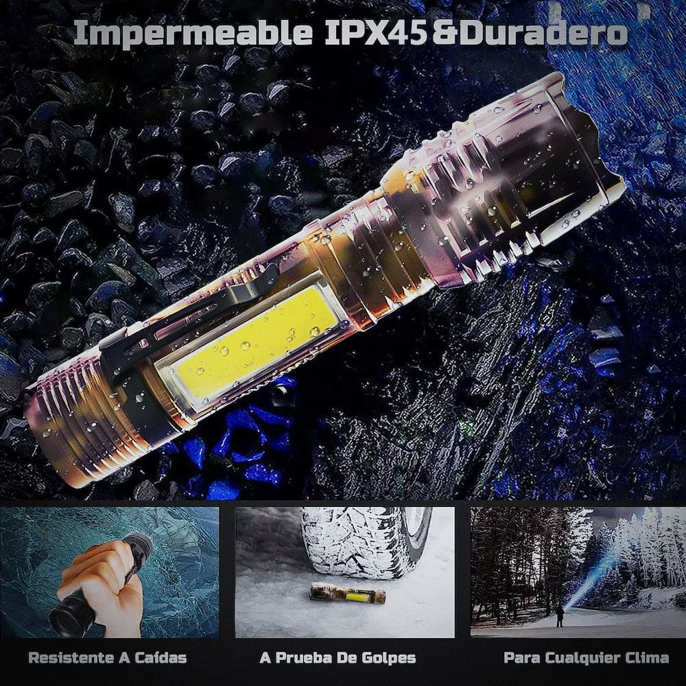 Lampara Táctica Camuflaje Usb Led 4000L COB + Clip Moreka SQ-5356