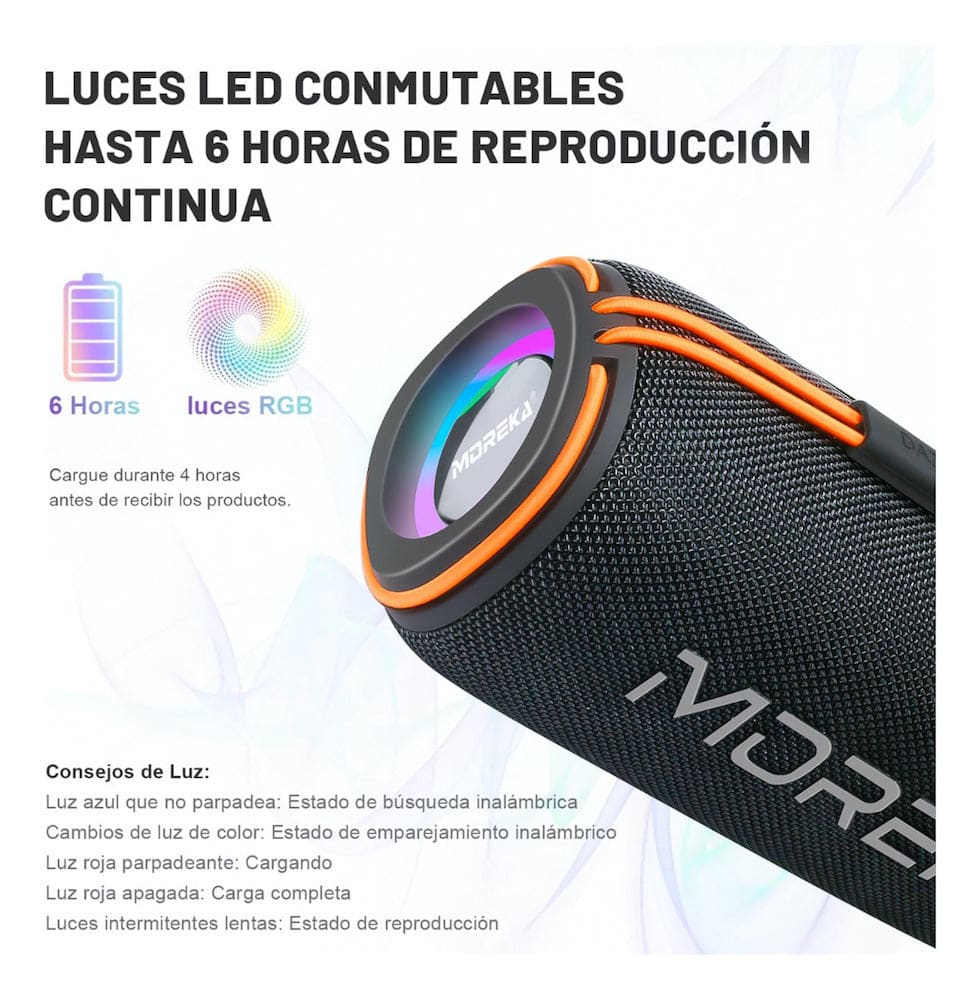 Bocina Bluetooth Moreka 368 20W IPX6, Radio FM, USB, Micro SD10