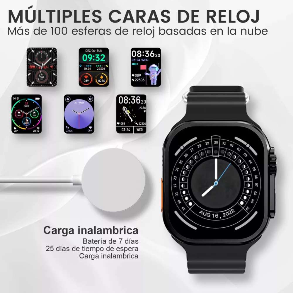 Smart Watch ULTRA 9 Carga Inalámbrica 7 Bandas6