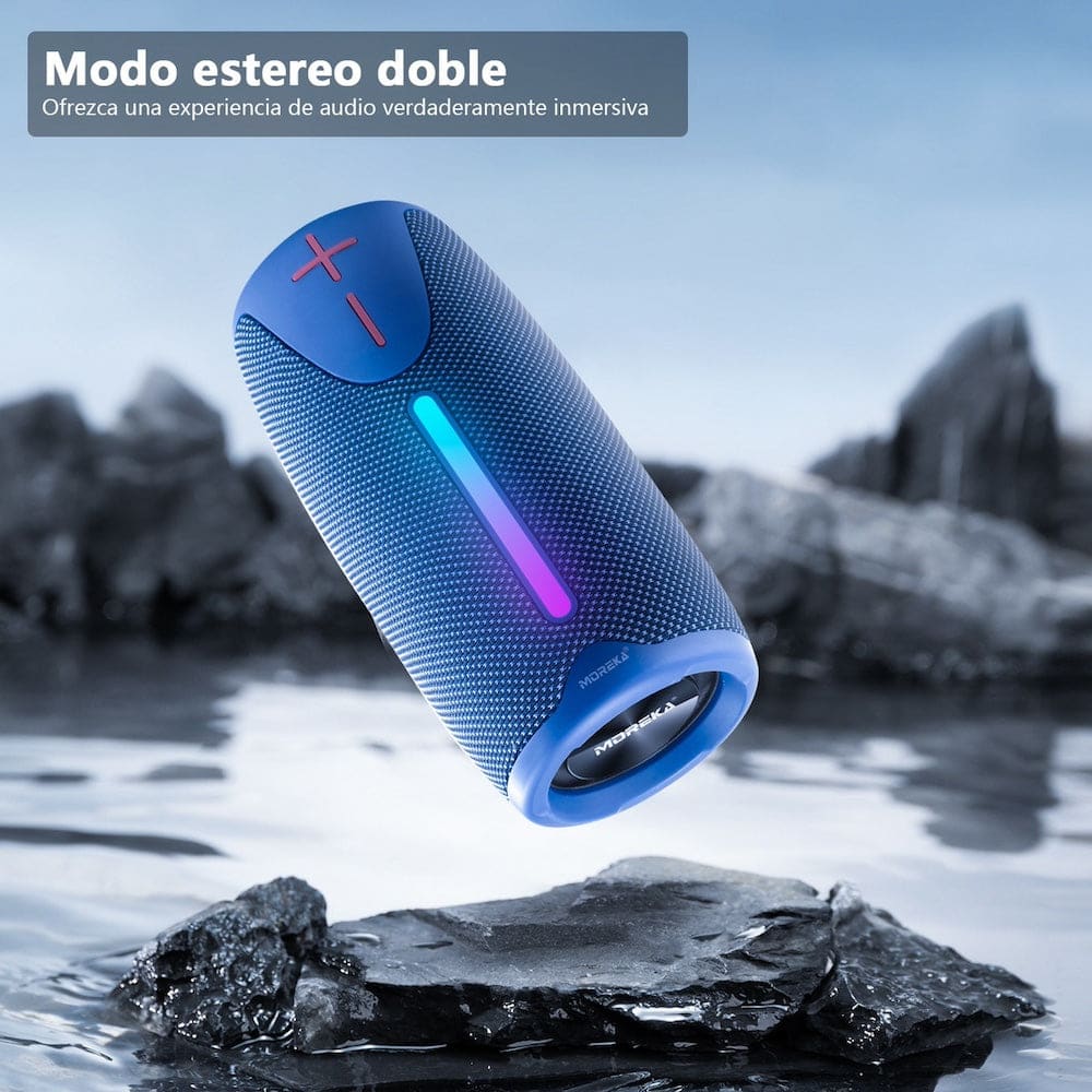Bocina Bluetooth Moreka 383 RGB Radio FM Resistente al agua IPX6 8W9