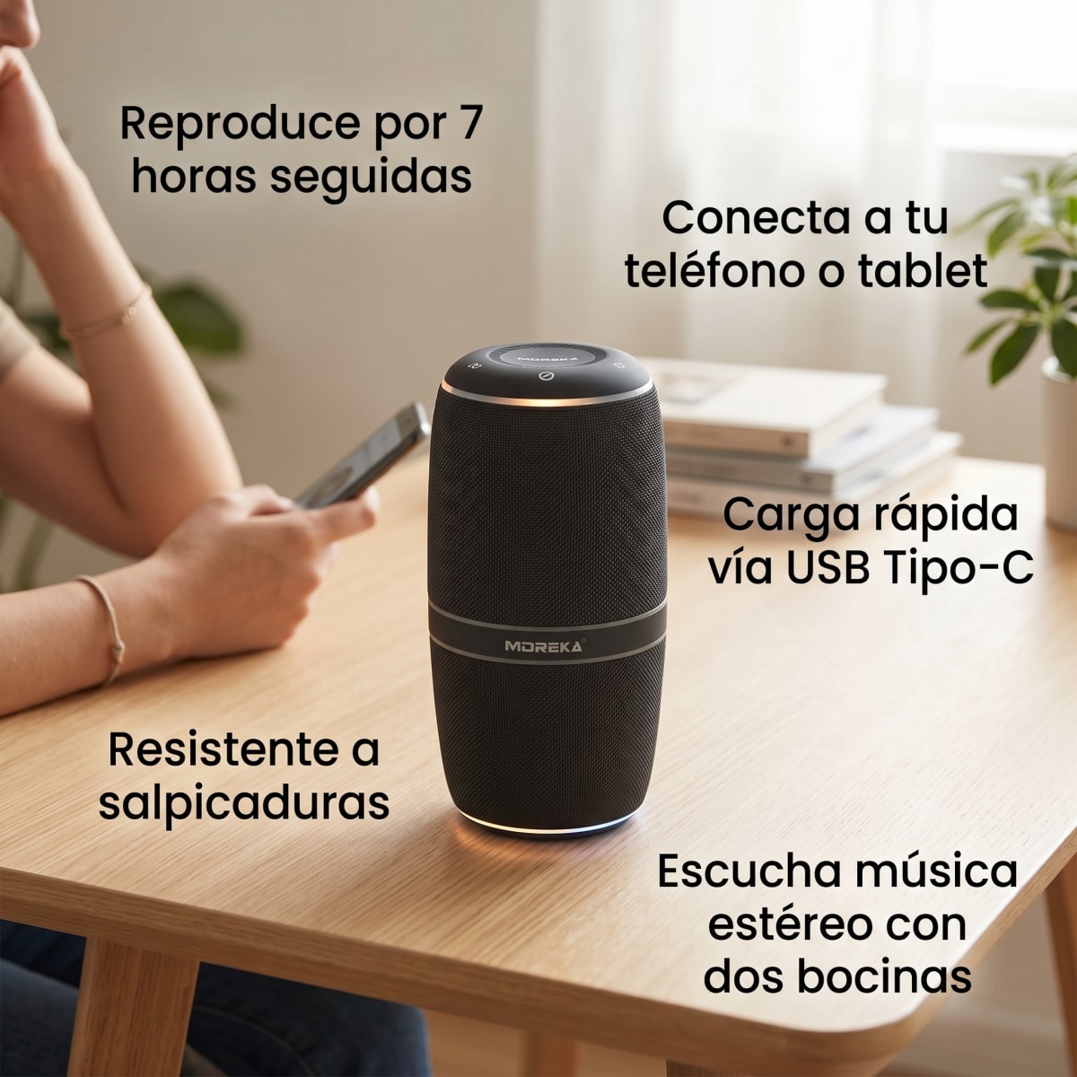 Bocina Bluetooth 80w Moreka A60 IpX6 Batería 10800mah Tws9