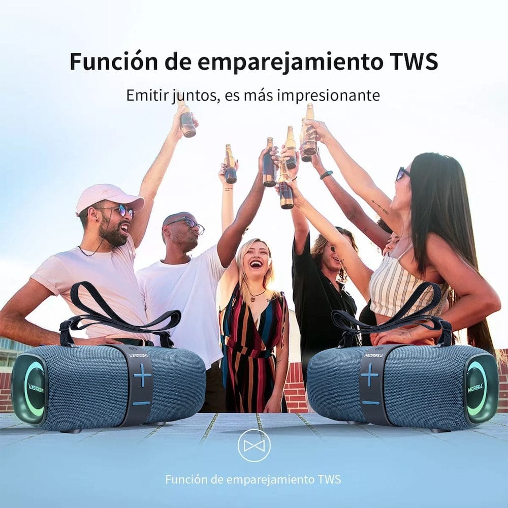 Bocina Bluetooth Moreka 376  Radio FM Resistente al agua 35W8