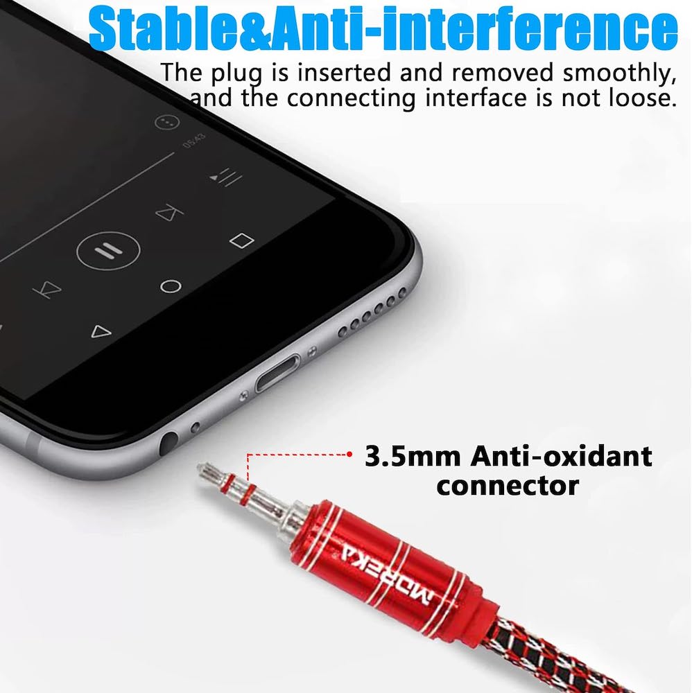 Cable De Audio, Moreka AU-03, Auxiliar 3.5, 1500mm, Reforzado15