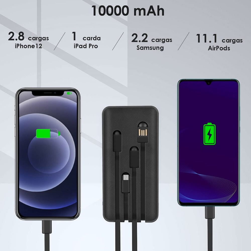 Powerbank Batería Portátil 10000mah K052 Salida C V8 IP K0529