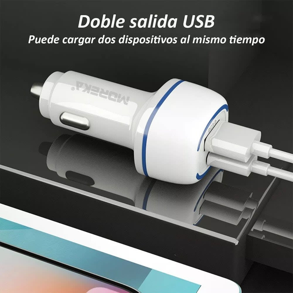 Cargador De Carro Moreka CP010 PlugIn 45W puertos USB y C13