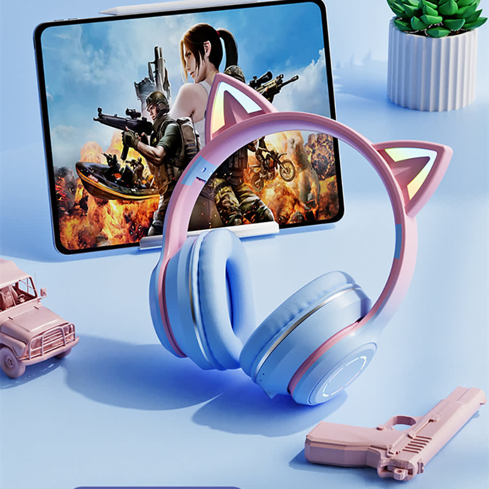 Diadema Gato Bluetooth inalámbrico Baja latencia larga duración RGB ST89M17