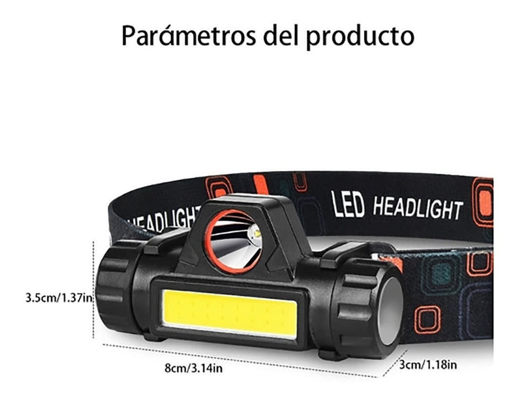 Lámpara De Cabeza Linterna Minero Recargable Con Impermeable M-81106