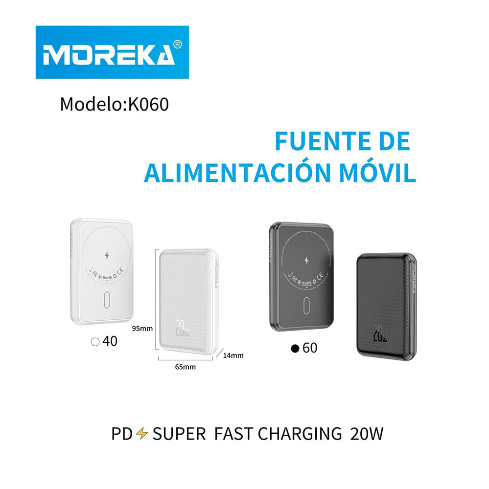 Powerbank Moreka K060 5000 mAh Carga Rápida 20W inalámbrica11