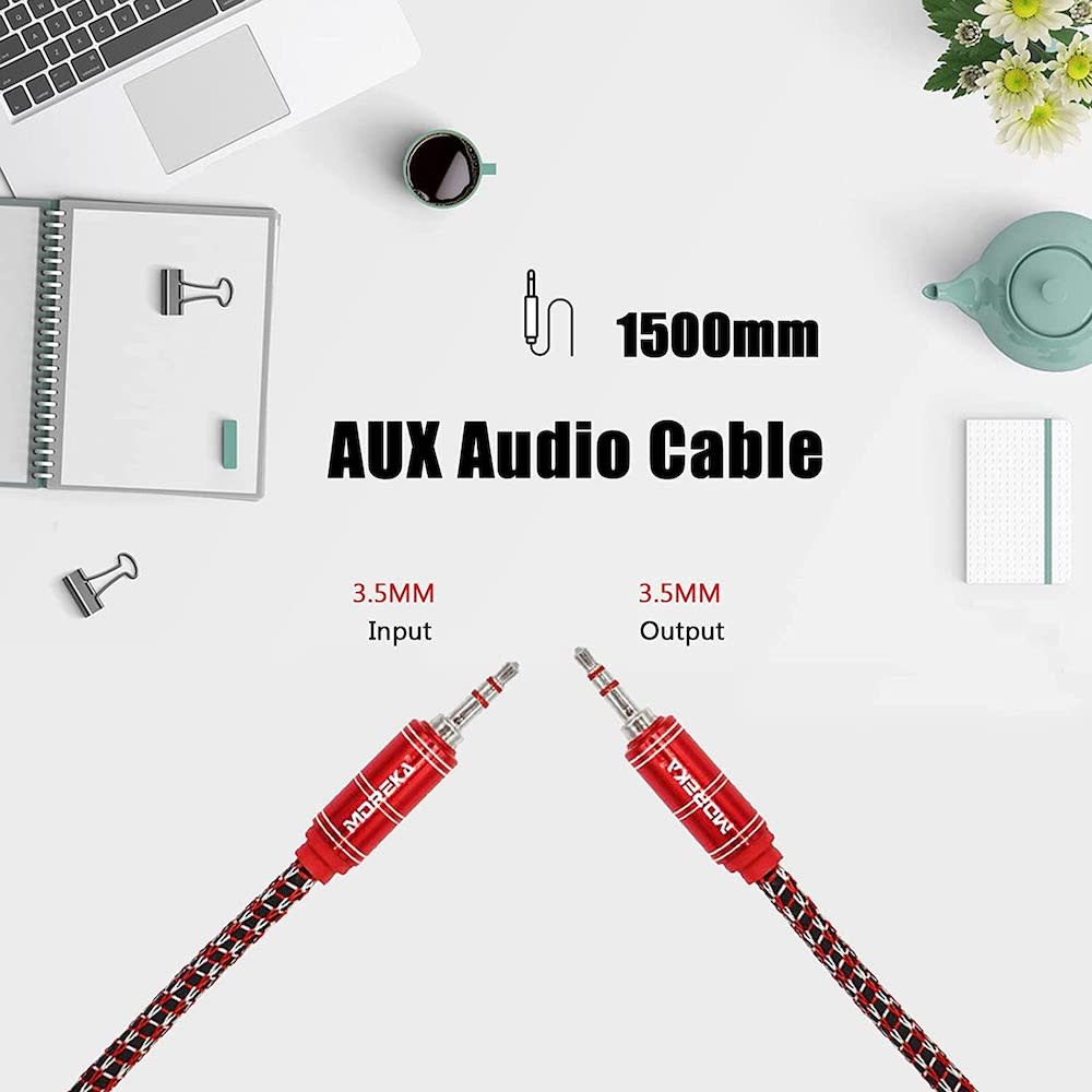 Cable De Audio, Moreka AU-01, Auxiliar 3.5, 1500mm, Reforzado18
