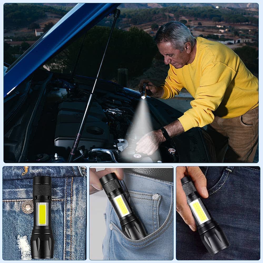 Lampara Táctica Recargable Usb Led 2000l Luz Lateral + Clip Moreka MB-5137