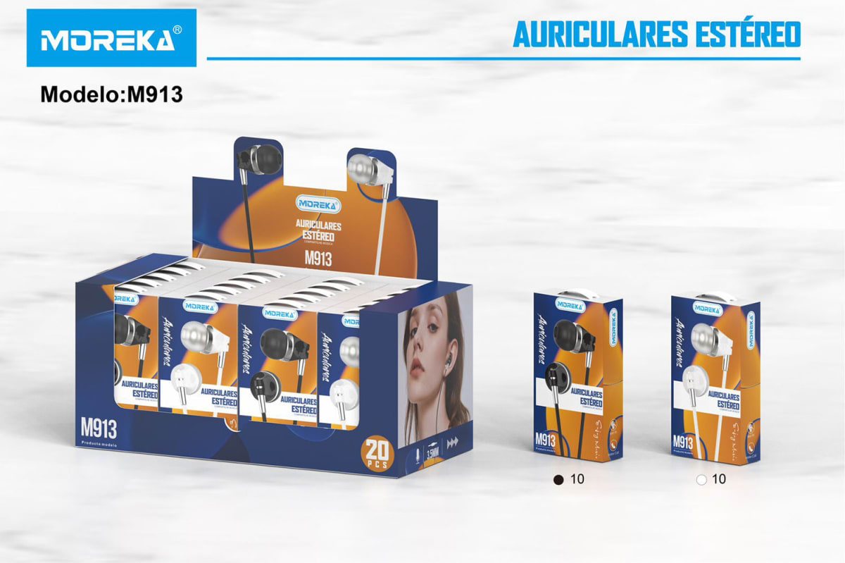 Paquete de 20 Audífonos Alámbrico 3.5 Moreka M-913, Manos Libres6