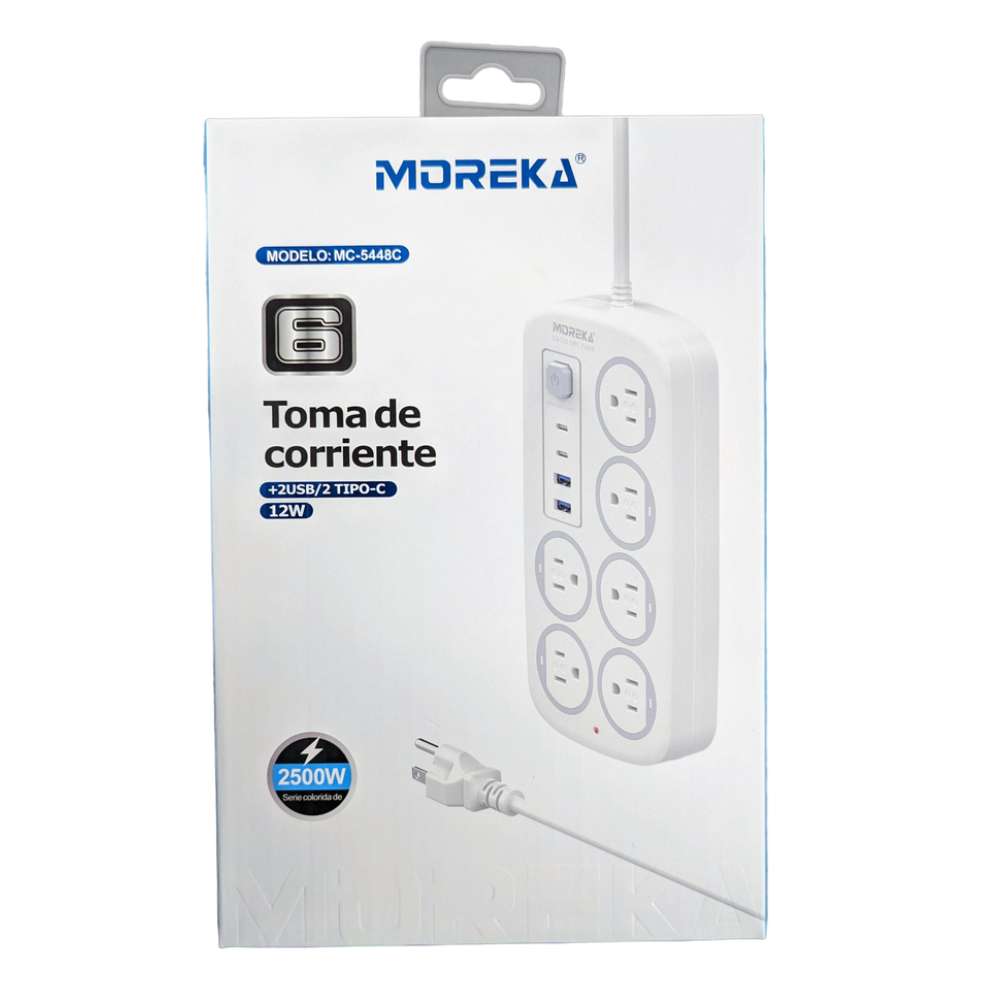 Multicontacto 6 Conexiones 2 Puertos Usb 2 Puertos C MC-5448c6