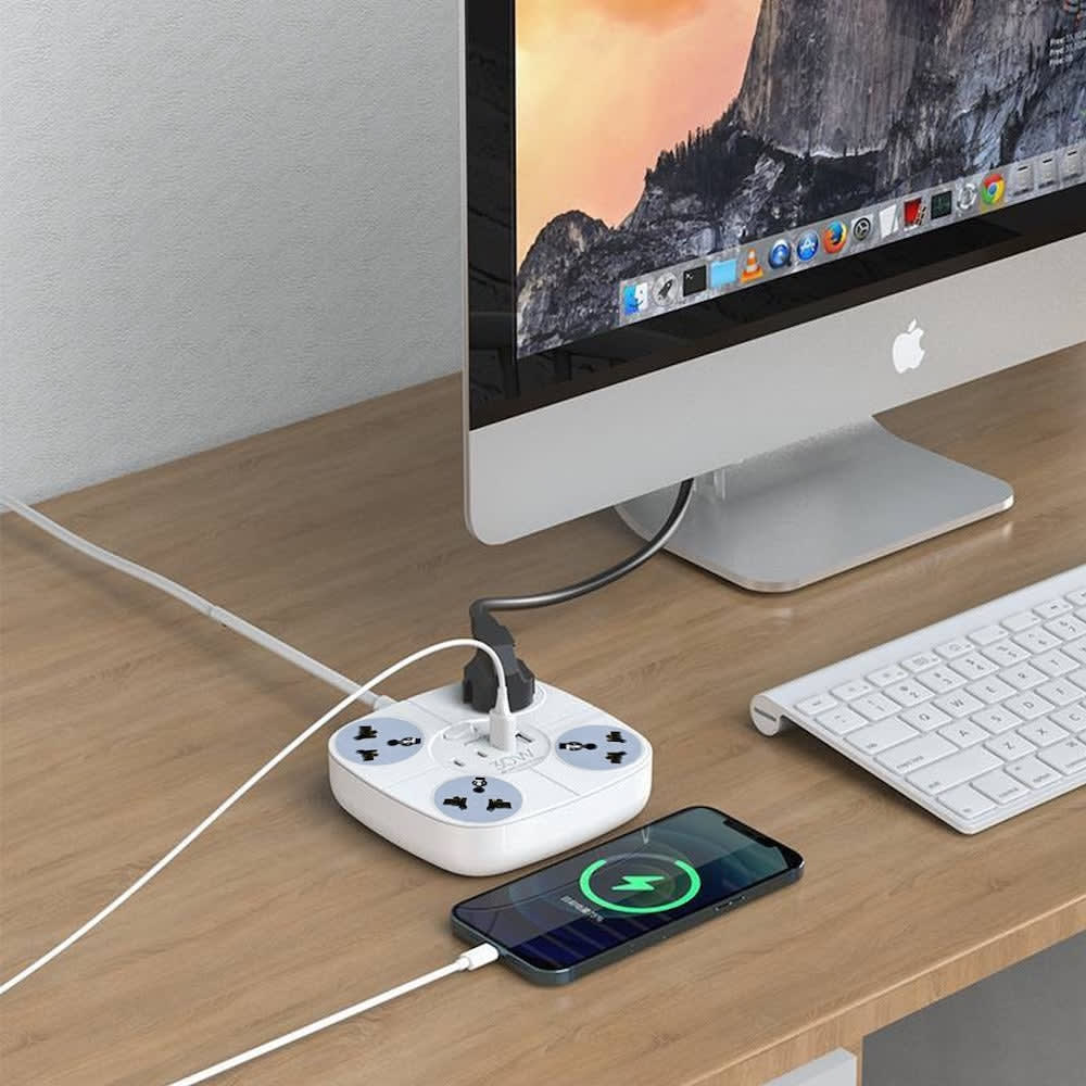 Multicontacto Circular 4 Conexiones 4 Puertos Usb Mc-54457