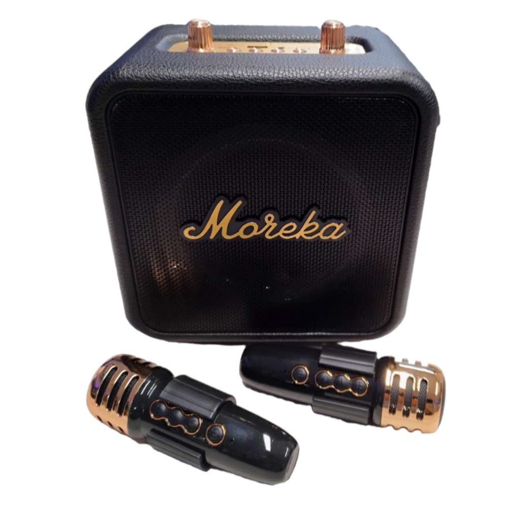 Bocina Karaoke Bluetooth  FM dual microfonos RGB Moreka 392+6