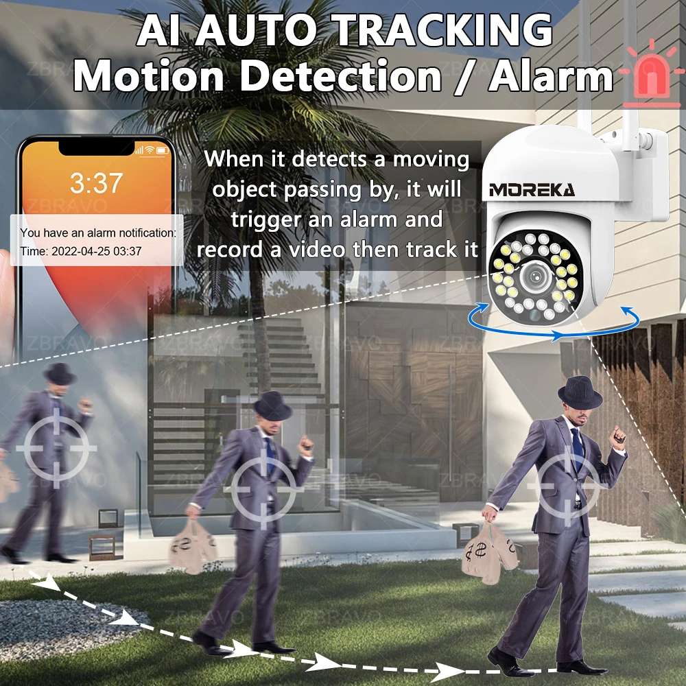 Cámara IP 360° Wifi 2mp Visión Nocturna 1080p Contra Agua IP66 Jk-0026