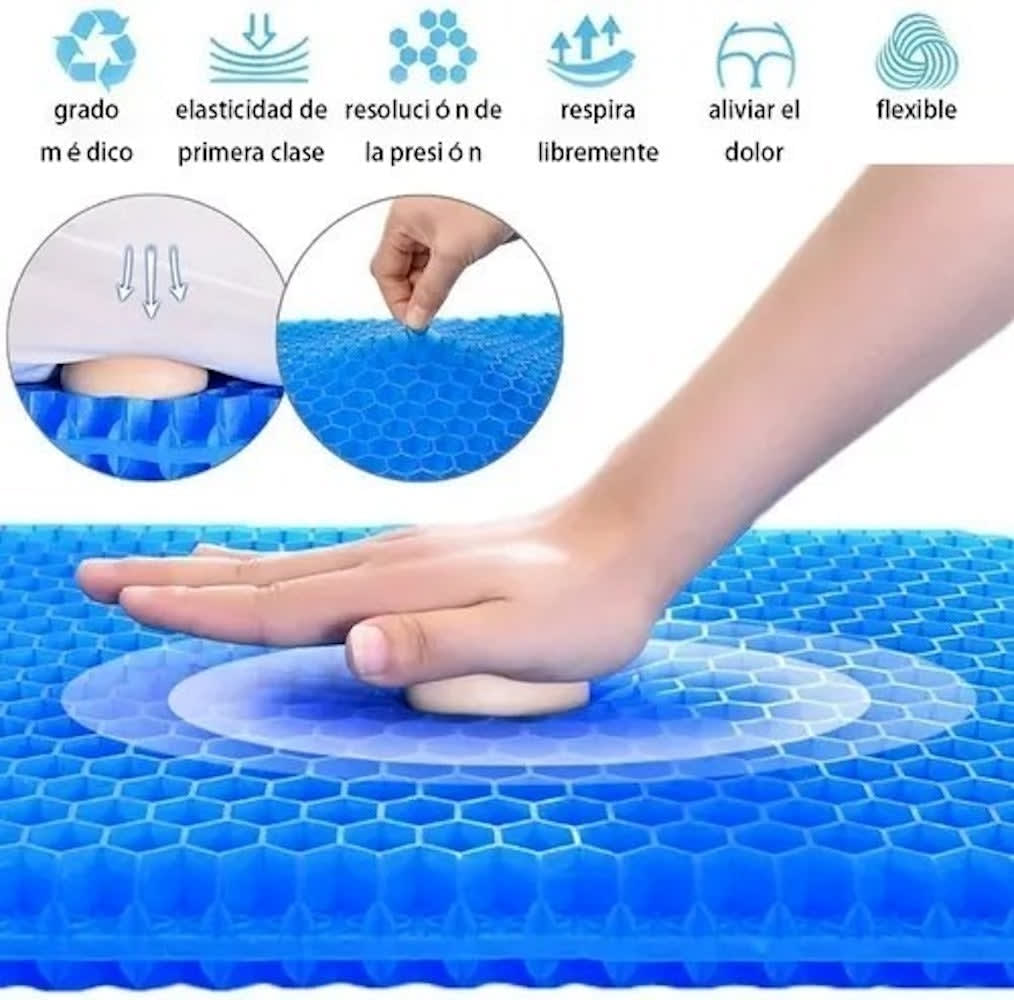 Cojin Gel Silicon Ergonomico Panal Comodo Asiento Auto Silla7