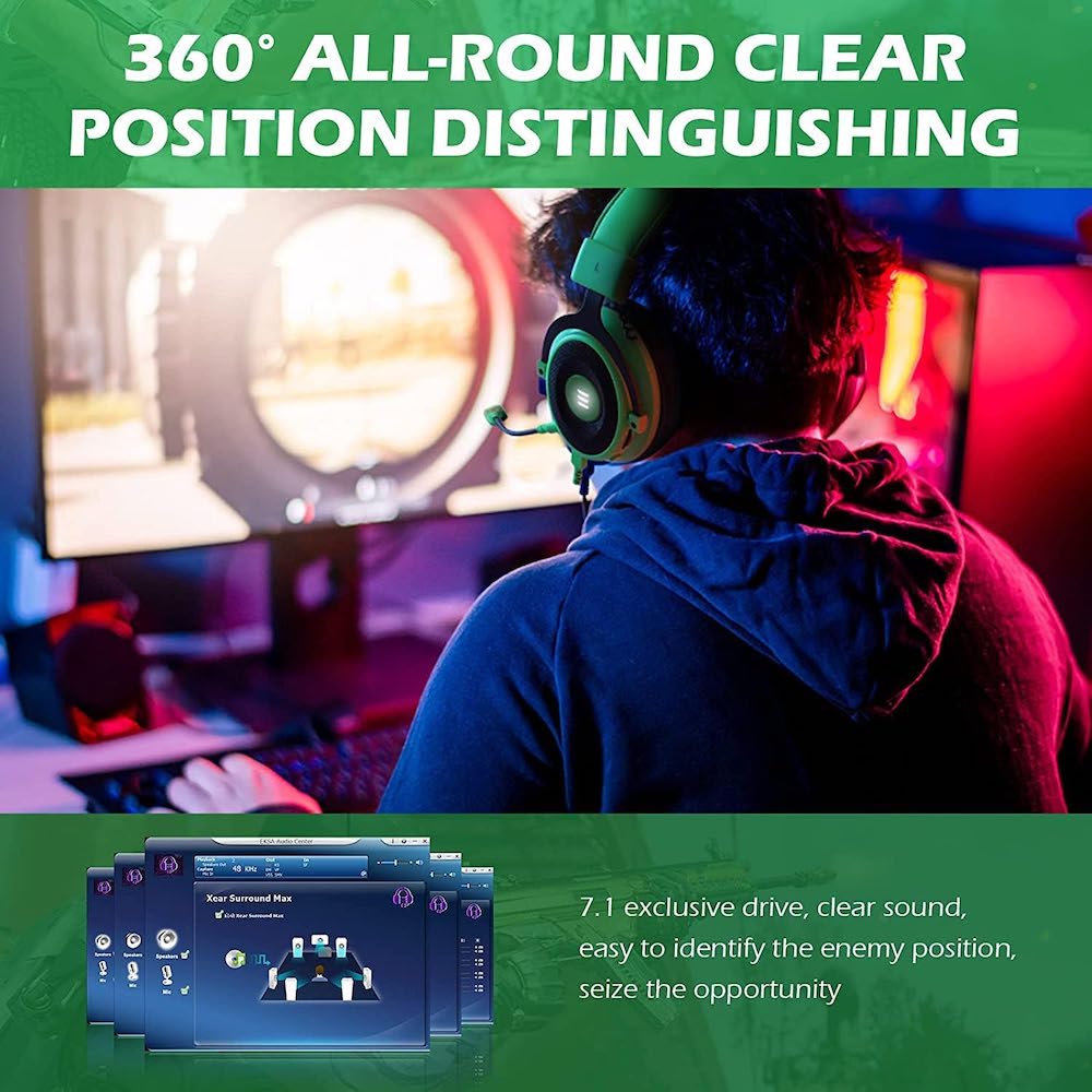 Diadema Gamer EKSA E900 PRO micrófono, auriculares con cable para PC, Xbox PS4, PS5, Switch, micrófono con cancelación de ruido6