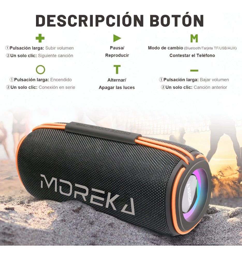 Bocina Bluetooth Moreka 368 20W IPX6, Radio FM, USB, Micro SD11