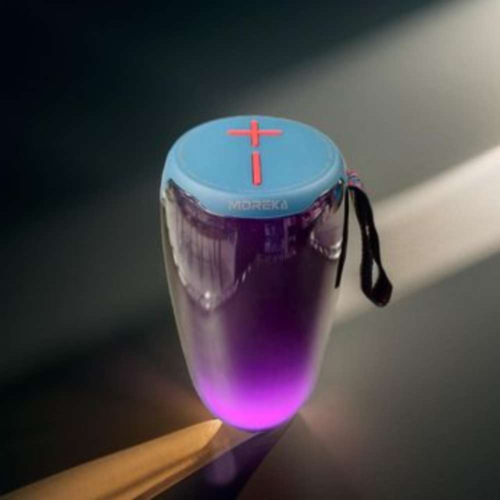 Bocina Bluetooth Moreka 384 RGB Radio FM Resistente al agua IPX6 16W7