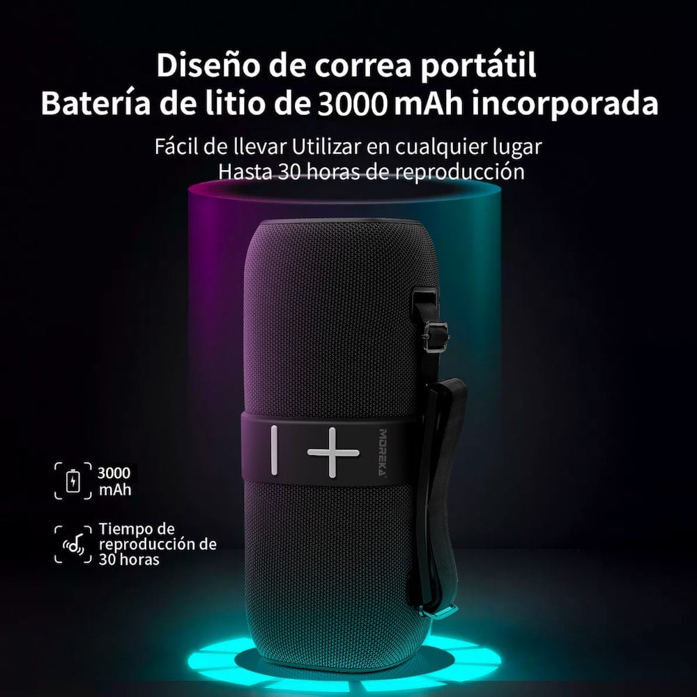 Bocina Bluetooth Moreka 376  Radio FM Resistente al agua 35W9