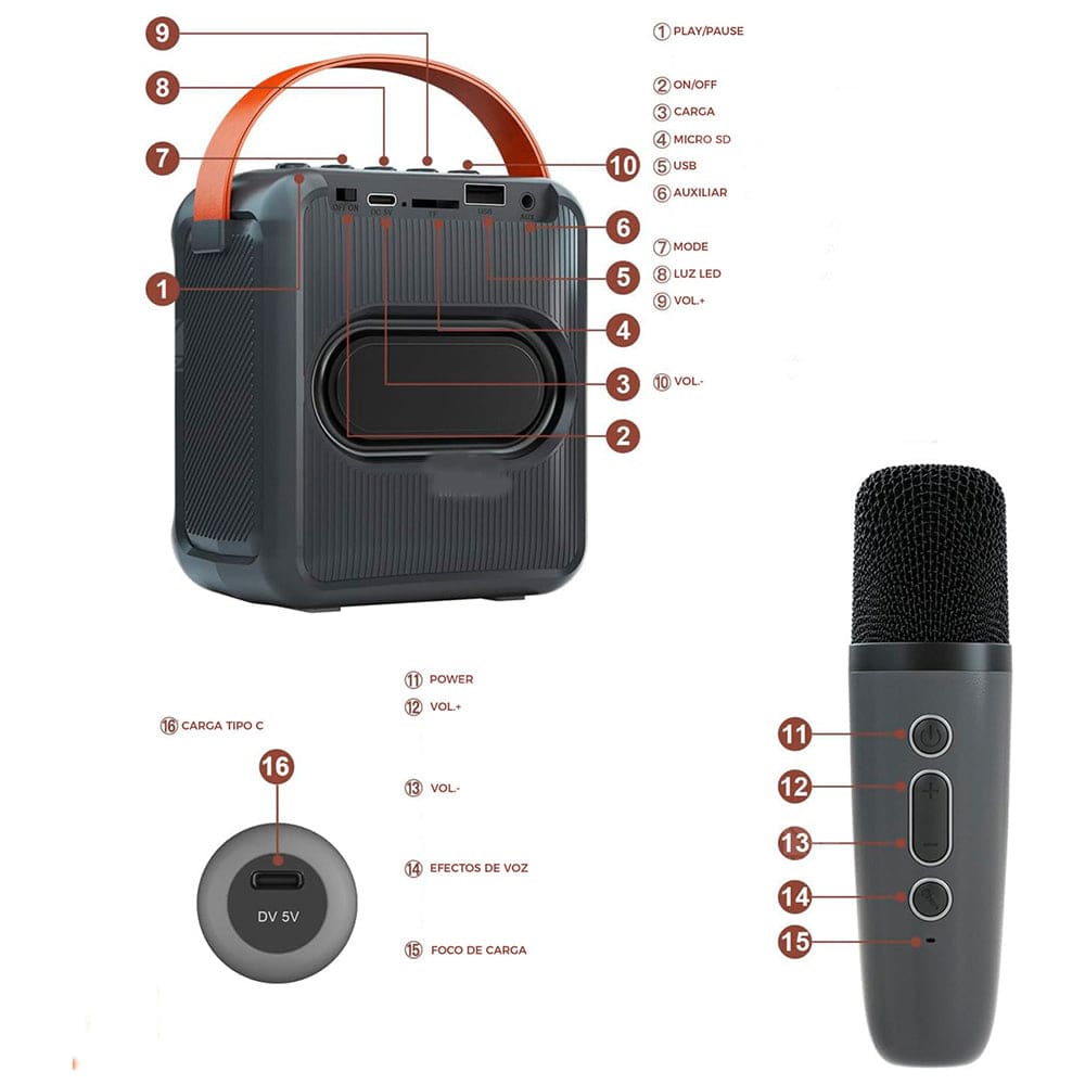 Bocina Karaoke Bluetooth FM dual microfono portatil WL-39111